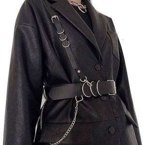 Fashion Harness Waist Body Belt Punk Chest Belt with Chains for Women